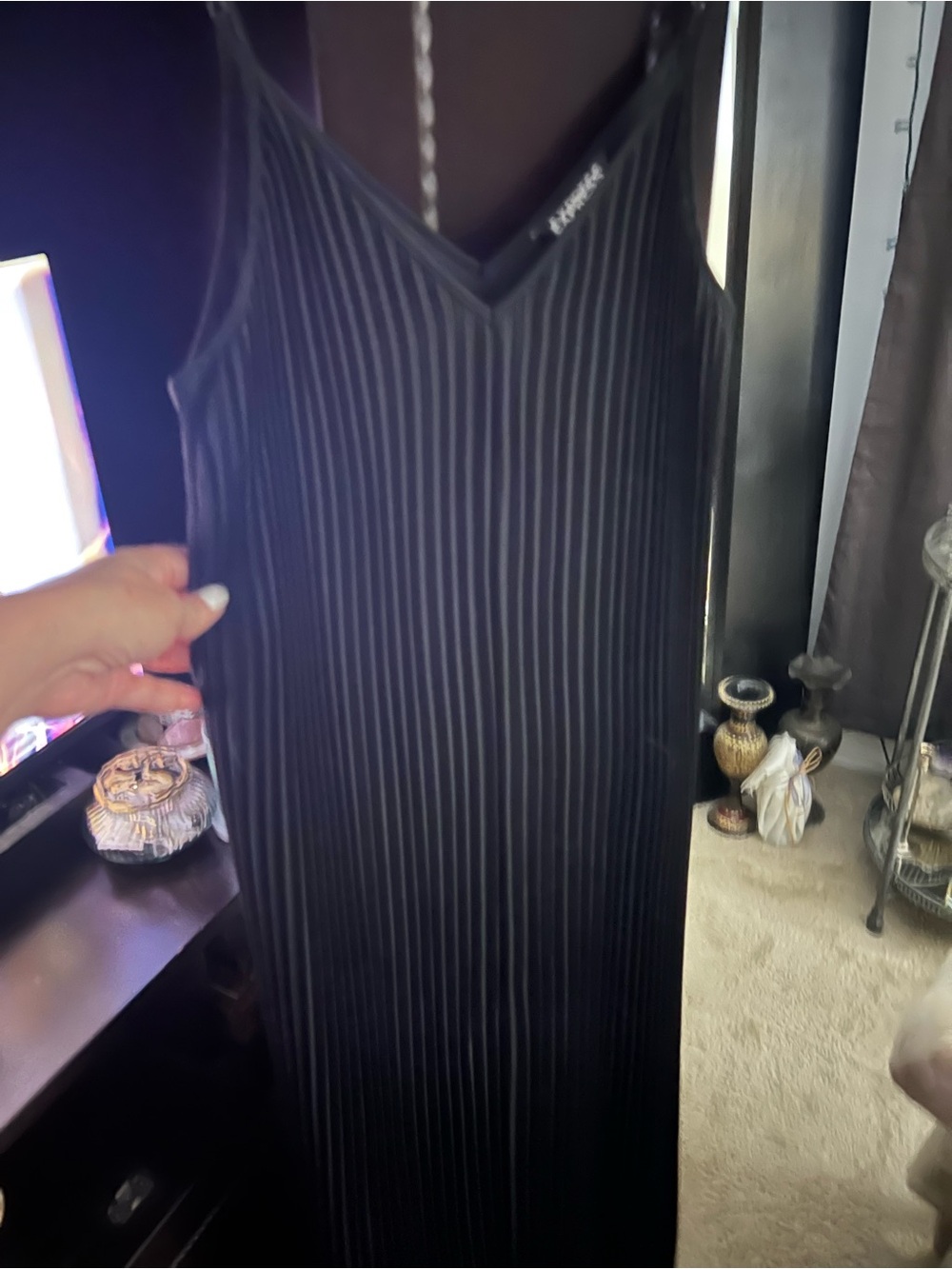 Express Accordion Black Slip Maxi Dress - Lined